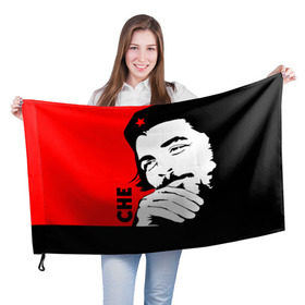 Флаг 3D с принтом Че Гевара , 100% полиэстер | плотность ткани — 95 г/м2, размер — 67 х 109 см. Принт наносится с одной стороны | che | che guevara | comandante | revolution | viva | революция | че | чегевара