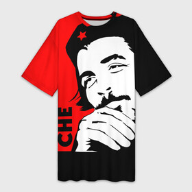 Платье-футболка 3D с принтом Че Гевара ,  |  | Тематика изображения на принте: che | che guevara | comandante | revolution | viva | революция | че | чегевара