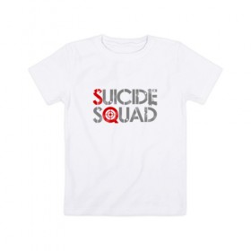 Детская футболка хлопок с принтом Отряд самоубийц , 100% хлопок | круглый вырез горловины, полуприлегающий силуэт, длина до линии бедер | 