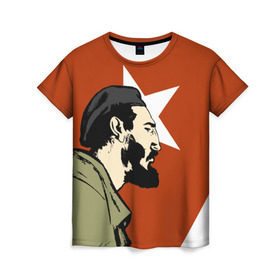 Женская футболка 3D с принтом Куба , 100% полиэфир ( синтетическое хлопкоподобное полотно) | прямой крой, круглый вырез горловины, длина до линии бедер | che | patria o muerte | кастро | куба | о.м.с.к. | революция | ссср | фидель | фидель кастро
