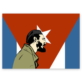 Поздравительная открытка с принтом Куба , 100% бумага | плотность бумаги 280 г/м2, матовая, на обратной стороне линовка и место для марки
 | che | patria o muerte | кастро | куба | о.м.с.к. | революция | ссср | фидель | фидель кастро