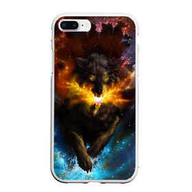 Чехол для iPhone 7Plus/8 Plus матовый с принтом Космоволк , Силикон | Область печати: задняя сторона чехла, без боковых панелей | волк | вселенная | галактика | звёзды | космос | оскал | пламя | созвездие