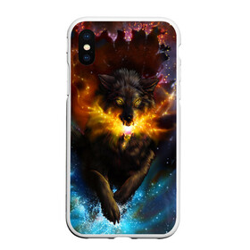 Чехол для iPhone XS Max матовый с принтом Космоволк , Силикон | Область печати: задняя сторона чехла, без боковых панелей | волк | вселенная | галактика | звёзды | космос | оскал | пламя | созвездие