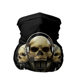 Бандана-труба 3D с принтом DJ череп , 100% полиэстер, ткань с особыми свойствами — Activecool | плотность 150‒180 г/м2; хорошо тянется, но сохраняет форму | Тематика изображения на принте: dj | music | диджей | клуб | музыка | наушники | череп
