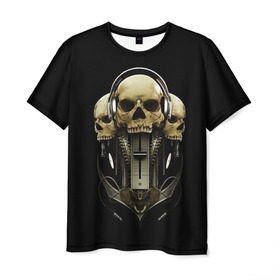 Мужская футболка 3D с принтом DJ череп , 100% полиэфир | прямой крой, круглый вырез горловины, длина до линии бедер | dj | music | диджей | клуб | музыка | наушники | череп