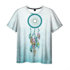 Мужская футболка 3D с принтом Ловец снов , 100% полиэфир | прямой крой, круглый вырез горловины, длина до линии бедер | dreamcatcher | индейцы | ловец снов | перья | трибал | этника | этно