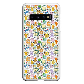 Чехол для Samsung Galaxy S10 с принтом Pokemon Doodle Big , Силикон | Область печати: задняя сторона чехла, без боковых панелей | pokemon go | бульбозавр | пикачу | покебол | покемон | покемоны | псидак | слоупок | снорлакс | чермандер