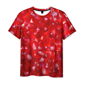 Мужская футболка 3D с принтом Зерна граната , 100% полиэфир | прямой крой, круглый вырез горловины, длина до линии бедер | гранат | еда | зерна | красный | сладкое | фрукты