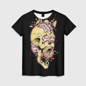 Женская футболка 3D с принтом Взрыв мозга , 100% полиэфир ( синтетическое хлопкоподобное полотно) | прямой крой, круглый вырез горловины, длина до линии бедер | взрыв | дьявол | мозг | монстр | прикольные картинки | череп