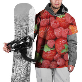 Накидка на куртку 3D с принтом Ягоды , 100% полиэстер |  | Тематика изображения на принте: десерт | еда | клубника | красный | малина | сладкое | ягоды