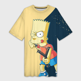 Платье-футболка 3D с принтом Барт ,  |  | simpsons | барт | гомер | мардж | симпсоны