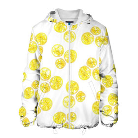 Мужская куртка 3D с принтом Lemons , ткань верха — 100% полиэстер, подклад — флис | прямой крой, подол и капюшон оформлены резинкой с фиксаторами, два кармана без застежек по бокам, один большой потайной карман на груди. Карман на груди застегивается на липучку | Тематика изображения на принте: lemon | лимон | паттерн