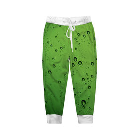 Детские брюки 3D с принтом Зеленые капли , 100% полиэстер | манжеты по низу, эластичный пояс регулируется шнурком, по бокам два кармана без застежек, внутренняя часть кармана из мелкой сетки | вода | зеленый | капля