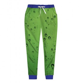 Женские брюки 3D с принтом Зеленые капли , полиэстер 100% | прямой крой, два кармана без застежек по бокам, с мягкой трикотажной резинкой на поясе и по низу штанин. В поясе для дополнительного комфорта — широкие завязки | вода | зеленый | капля