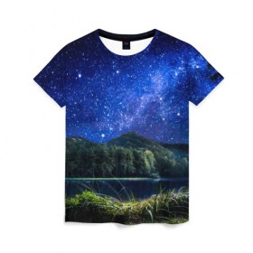 Женская футболка 3D с принтом Дикая природа , 100% полиэфир ( синтетическое хлопкоподобное полотно) | прямой крой, круглый вырез горловины, длина до линии бедер | горы | деревья | море | пейзаж