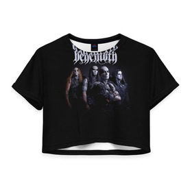 Женская футболка 3D укороченная с принтом Behemoth , 100% полиэстер | круглая горловина, длина футболки до линии талии, рукава с отворотами | behemoth | dark | deathmetal | metal | бегемот | блэк метал