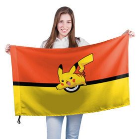 Флаг 3D с принтом Pikachu , 100% полиэстер | плотность ткани — 95 г/м2, размер — 67 х 109 см. Принт наносится с одной стороны | pokeboll | пикачу | покеболл