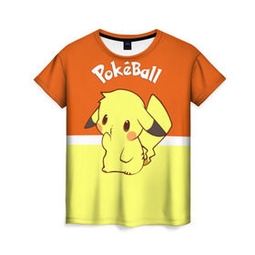 Женская футболка 3D с принтом Pokeball , 100% полиэфир ( синтетическое хлопкоподобное полотно) | прямой крой, круглый вырез горловины, длина до линии бедер | pikachu | pokeboll | pokemon | пикачу | покеболл | покемон