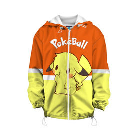 Детская куртка 3D с принтом Pokeball , 100% полиэстер | застежка — молния, подол и капюшон оформлены резинкой с фиксаторами, по бокам — два кармана без застежек, один потайной карман на груди, плотность верхнего слоя — 90 г/м2; плотность флисового подклада — 260 г/м2 | Тематика изображения на принте: pikachu | pokeboll | pokemon | пикачу | покеболл | покемон