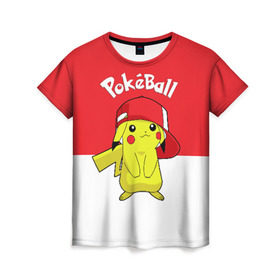 Женская футболка 3D с принтом Pokeball , 100% полиэфир ( синтетическое хлопкоподобное полотно) | прямой крой, круглый вырез горловины, длина до линии бедер | pikachu | pokeboll | pokemon | пикачу | покеболл | покемон