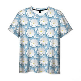 Мужская футболка 3D с принтом Ромашки , 100% полиэфир | прямой крой, круглый вырез горловины, длина до линии бедер | объёмный | ромашки | трёхмерный | цветы