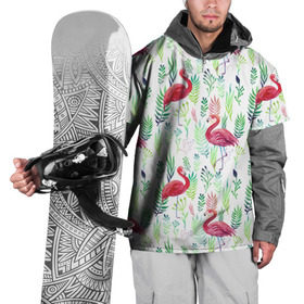 Накидка на куртку 3D с принтом Цветы и бабочки 2 , 100% полиэстер |  | растения | фламинго