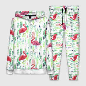 Женский костюм 3D с принтом Цветы и фламинго 2 ,  |  | растения | фламинго
