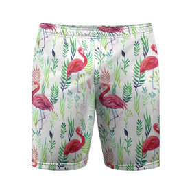 Мужские шорты 3D спортивные с принтом Цветы и бабочки 2 ,  |  | растения | фламинго