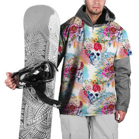Накидка на куртку 3D с принтом Цветы и бабочки 5 , 100% полиэстер |  | акварель | нежный | паттерн | цветочек | цветочный