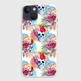 Чехол для iPhone 13 с принтом Цветы и бабочки 5 ,  |  | акварель | нежный | паттерн | цветочек | цветочный