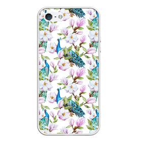 Чехол для iPhone 5/5S матовый с принтом Цветы и бабочки 6 , Силикон | Область печати: задняя сторона чехла, без боковых панелей | акварель | нежный | паттерн | цветочек | цветочный