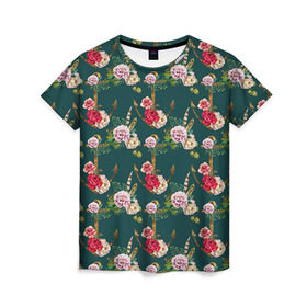 Женская футболка 3D с принтом Цветы и бабочки 7 , 100% полиэфир ( синтетическое хлопкоподобное полотно) | прямой крой, круглый вырез горловины, длина до линии бедер | акварель | нежный | паттерн | цветочек | цветочный