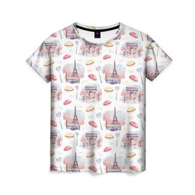 Женская футболка 3D с принтом Парижское настроение , 100% полиэфир ( синтетическое хлопкоподобное полотно) | прямой крой, круглый вырез горловины, длина до линии бедер | париж