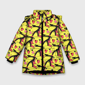 Зимняя куртка для девочек 3D с принтом Pikachu , ткань верха — 100% полиэстер; подклад — 100% полиэстер, утеплитель — 100% полиэстер. | длина ниже бедра, удлиненная спинка, воротник стойка и отстегивающийся капюшон. Есть боковые карманы с листочкой на кнопках, утяжки по низу изделия и внутренний карман на молнии. 

Предусмотрены светоотражающий принт на спинке, радужный светоотражающий элемент на пуллере молнии и на резинке для утяжки. | pikachu | pokeboll | pokemon | пикачу | покеболл | покемон