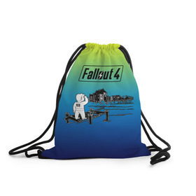 Рюкзак-мешок 3D с принтом Волт-бой Fallout 4 , 100% полиэстер | плотность ткани — 200 г/м2, размер — 35 х 45 см; лямки — толстые шнурки, застежка на шнуровке, без карманов и подкладки | fallout 4 | vault boy | волт бой | фаллаут