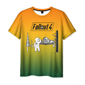 Мужская футболка 3D с принтом Волт-бой 111 Fallout 4 , 100% полиэфир | прямой крой, круглый вырез горловины, длина до линии бедер | Тематика изображения на принте: fallout 4 | vault boy | волт бой | фаллаут