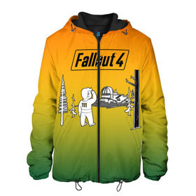 Мужская куртка 3D с принтом Волт-бой 111 Fallout 4 , ткань верха — 100% полиэстер, подклад — флис | прямой крой, подол и капюшон оформлены резинкой с фиксаторами, два кармана без застежек по бокам, один большой потайной карман на груди. Карман на груди застегивается на липучку | fallout 4 | vault boy | волт бой | фаллаут