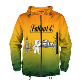 Мужская ветровка 3D с принтом Волт-бой 111 Fallout 4 , 100% полиэстер | подол и капюшон оформлены резинкой с фиксаторами, два кармана без застежек по бокам, один потайной карман на груди | fallout 4 | vault boy | волт бой | фаллаут