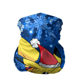 Бандана-труба 3D с принтом Pikachu , 100% полиэстер, ткань с особыми свойствами — Activecool | плотность 150‒180 г/м2; хорошо тянется, но сохраняет форму | pikachu | pokeboll | pokemon | зима | новый год | пикачу | покеболл | покемон | снежинки