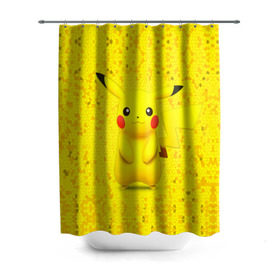 Штора 3D для ванной с принтом Pikachu , 100% полиэстер | плотность материала — 100 г/м2. Стандартный размер — 146 см х 180 см. По верхнему краю — пластиковые люверсы для креплений. В комплекте 10 пластиковых колец | pikachu | pokeboll | pokemon | пикачу | покеболл | покемон