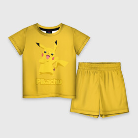Детский костюм с шортами 3D с принтом Жёлтый Пика ,  |  | pikachu | pokeboll | pokemon | пикачу | покеболл | покемон