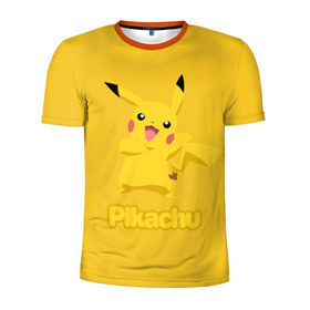 Мужская футболка 3D спортивная с принтом Pikachu , 100% полиэстер с улучшенными характеристиками | приталенный силуэт, круглая горловина, широкие плечи, сужается к линии бедра | Тематика изображения на принте: pikachu | pokeboll | pokemon | пикачу | покеболл | покемон