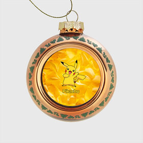 Стеклянный ёлочный шар с принтом Pikachu , Стекло | Диаметр: 80 мм | Тематика изображения на принте: pikachu | pokeboll | pokemon | пикачу | покеболл | покемон