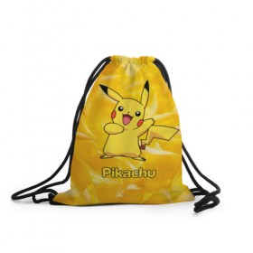 Рюкзак-мешок 3D с принтом Pikachu , 100% полиэстер | плотность ткани — 200 г/м2, размер — 35 х 45 см; лямки — толстые шнурки, застежка на шнуровке, без карманов и подкладки | pikachu | pokeboll | pokemon | пикачу | покеболл | покемон