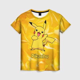Женская футболка 3D с принтом Pikachu , 100% полиэфир ( синтетическое хлопкоподобное полотно) | прямой крой, круглый вырез горловины, длина до линии бедер | Тематика изображения на принте: pikachu | pokeboll | pokemon | пикачу | покеболл | покемон