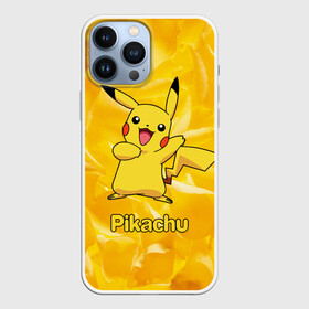 Чехол для iPhone 13 Pro Max с принтом Пикачу на золотом фоне ,  |  | Тематика изображения на принте: pikachu | pokeboll | pokemon | пикачу | покеболл | покемон
