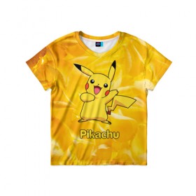Детская футболка 3D с принтом Pikachu , 100% гипоаллергенный полиэфир | прямой крой, круглый вырез горловины, длина до линии бедер, чуть спущенное плечо, ткань немного тянется | pikachu | pokeboll | pokemon | пикачу | покеболл | покемон