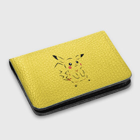Картхолдер с принтом с принтом Pikachu , натуральная матовая кожа | размер 7,3 х 10 см; кардхолдер имеет 4 кармана для карт; | pikachu | pokeboll | pokemon | пикачу | покеболл | покемон