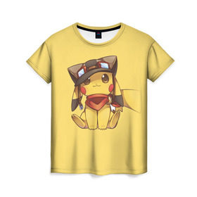 Женская футболка 3D с принтом Pikachu , 100% полиэфир ( синтетическое хлопкоподобное полотно) | прямой крой, круглый вырез горловины, длина до линии бедер | pikachu | pokeball | pokemon | пикачу | покеболл | покемон