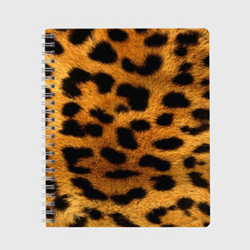 Тетрадь с принтом Леопард , 100% бумага | 48 листов, плотность листов — 60 г/м2, плотность картонной обложки — 250 г/м2. Листы скреплены сбоку удобной пружинной спиралью. Уголки страниц и обложки скругленные. Цвет линий — светло-серый
 | леопард | пятна | шерсть